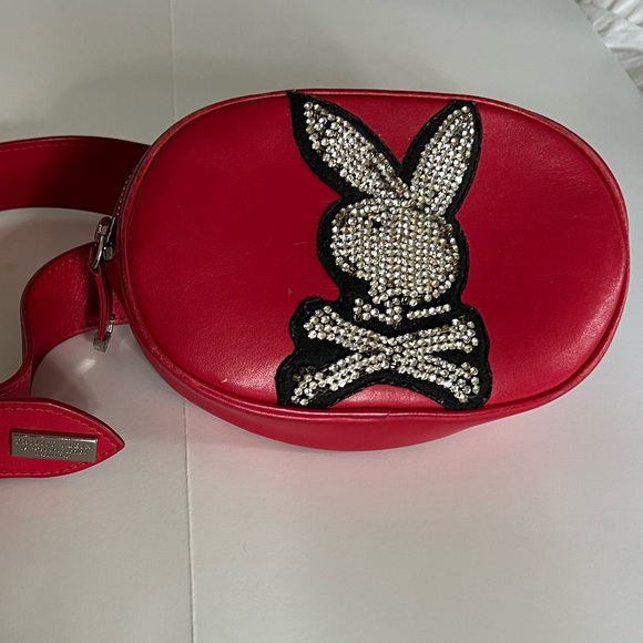 Philipp Plein X Playboy Crystal Leather Fanny Pack Rhinestones Belt Bag Logo